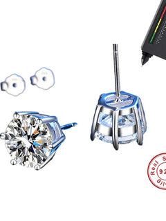 100% 925 sterling silver GRA Certified 0.3-3CT real Moissanite D color VVS1 six-jaw stud earrings Wo