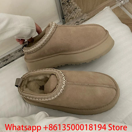 Tasman Winter Warm Wool Women's Tazz Classic Ultra Mini Slippers Thin Sole Genuine Leather And Fur Snow Boots