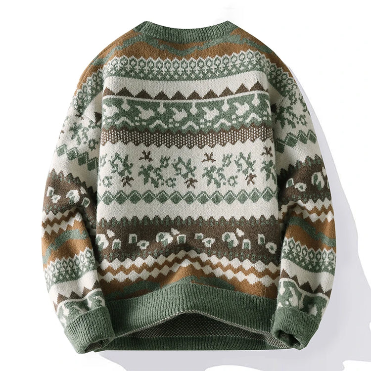 2026 Christmas Sweater Reindeer Pattern Long Sleeve Crew Neck Xmas Holiday Pullover Knitwear Sweater Man Jumper Pullove