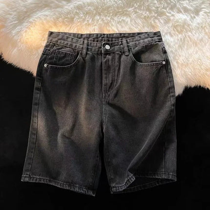 Spider web denim shorts coppia American high street dritto gamba larga hip-hop bello retrò allentato casual nuovi pantaloni a cinque quarti