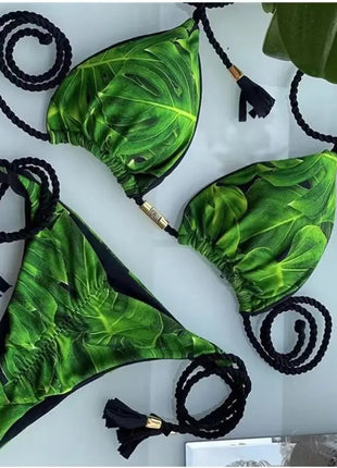 Nuovo Costume da Bagno Sexy da Donna, Set Bikini all'Uncinetto a 2 Pezzi, Triangolare Brasiliano, Push-Up, per Spiaggia Estiva PlatiNum