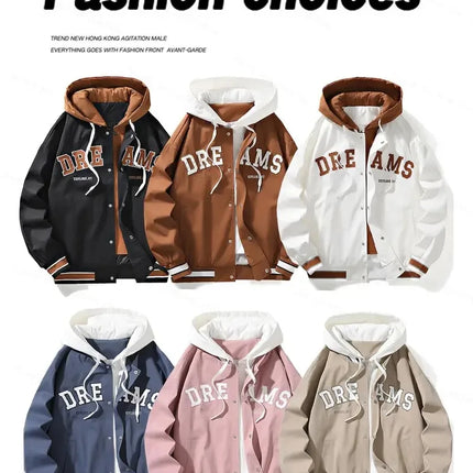 High Quality Baseball Uniform Jacket New Men's Autumn New Trendy Brand All-match Student Hooded Jacket Plus Size Coats Male 8XL