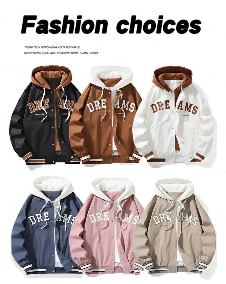 High Quality Baseball Uniform Jacket New Men's Autumn New Trendy Brand All-match Student Hooded Jacket Plus Size Coats Male 8XL