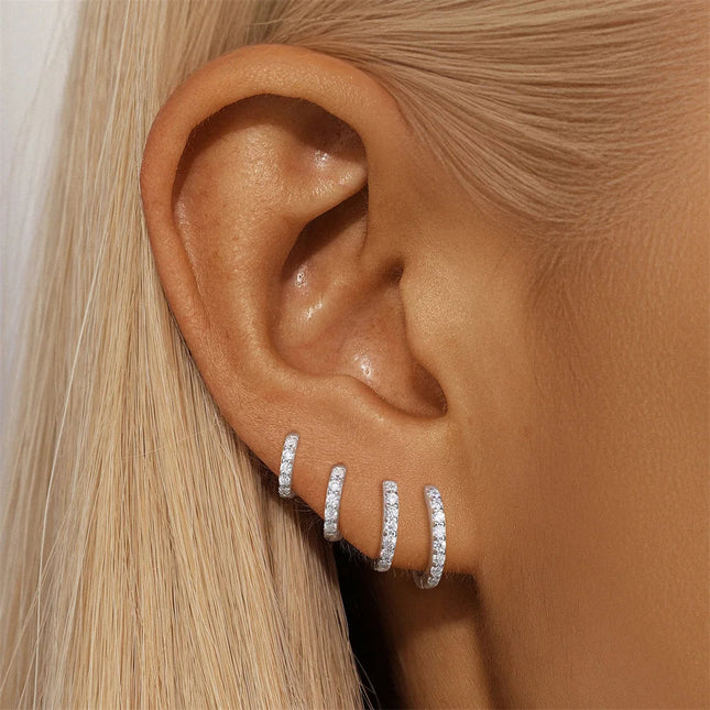 CANNER 1PC 6/7/8/9mm Moissanite 925 Sterling Silver Hoop Earrings Women Round Circle Piercing Earings Personalized Fine Jewelry PlatiNum