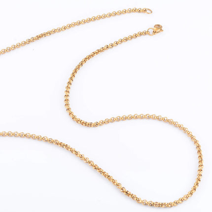 Yadreva Collana Rolo in acciaio inossidabile placcato oro Catena rotonda Cavo di dimensioni diverse Accessori per gioielli regalo fai da te PlatiNum