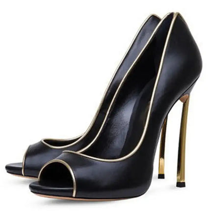 Nuove donne di estate pompe superficiale peep-toe tacchi alti scarpe da donna donna metallo stiletto punta a punta scarpe da donna Zapatos De Mujer platinumshop