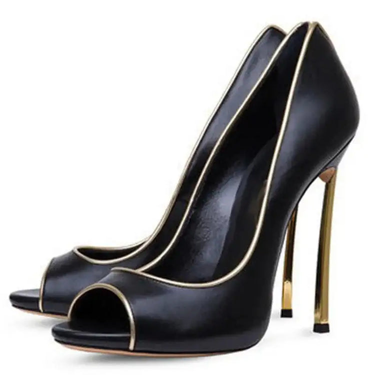 Nuove donne di estate pompe superficiale peep-toe tacchi alti scarpe da donna donna metallo stiletto punta a punta scarpe da donna Zapatos De Mujer platinumshop