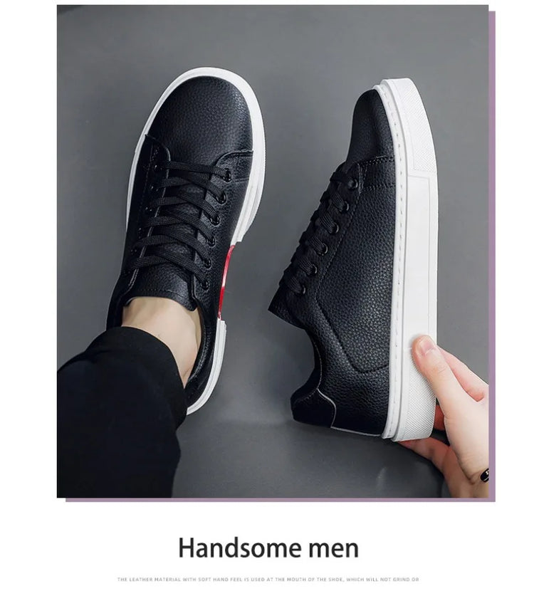 Fashion Men's Sneakers High Quality Leather Casual Shoes Luxury Business Office Shoes Trendy Skateboard Shoes Zapatillas Hombre