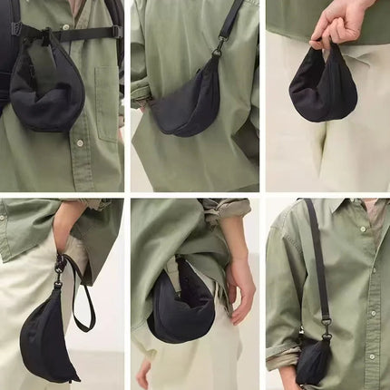 Simple Design Women's Messenger Bag Fashion Ladies Nylon Hobos Small Shoulder Bags Vintage Female Girls Purse Cloth Handbags PlatiNum