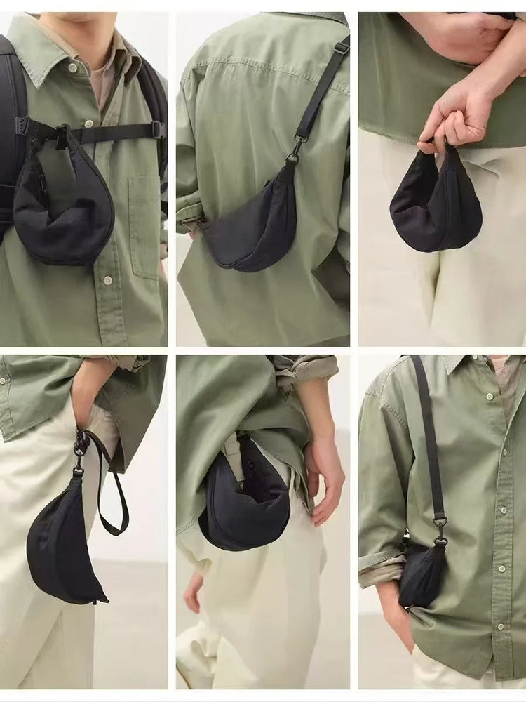 Simple Design Women's Messenger Bag Fashion Ladies Nylon Hobos Small Shoulder Bags Vintage Female Girls Purse Cloth Handbags PlatiNum