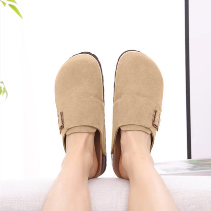 Eyriphy New Women Open Toe Leopard Slides With Adjustable Buckle Classic Flat Sandals Casual Cork Footbed Women's Slippers