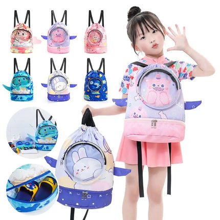 Borsa da spiaggia con coulisse per bambini con separazione asciutta e bagnata, impermeabile, regolabile, per sport, nuoto, viaggi, fitness, spiaggia, borsa da nuoto per bambini