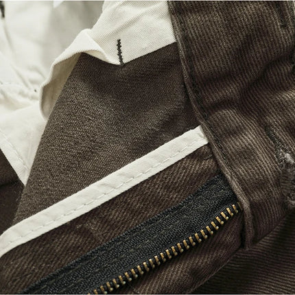 Solid color overalls men's straight leg CHINO casual pants Heavy cotton loose cone pants
