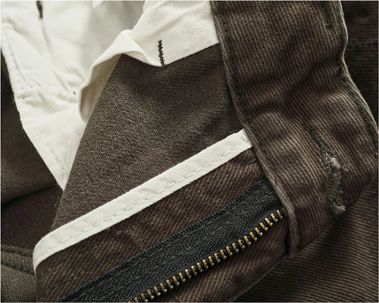 Solid color overalls men's straight leg CHINO casual pants Heavy cotton loose cone pants
