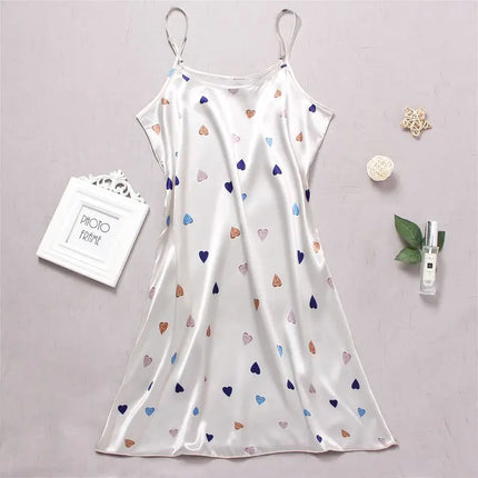 Indumenti da notte sexy per le donne Lingerie in raso Chemise Slip Camicia da notte Abito corto Camicia da notte Babydoll Pigiama Stampa Homewear Pijama