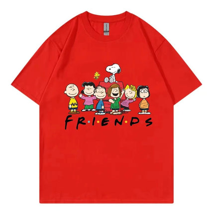 Snoopy Friends Cartoon Anime T-shirt da donna estiva manica corta 100% cotone da uomo T-shirt Top 2025 nuova moda coppia abbigliamento