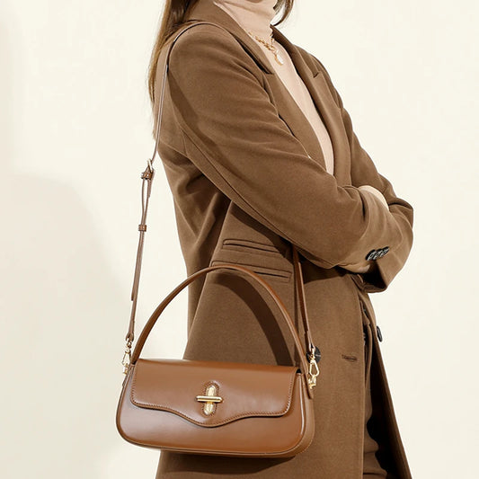 2025 New Genuine Leather Women's Bag Luxury Stick Bag Senior Designer Shoulder Bag Fashion Handbag Commuter