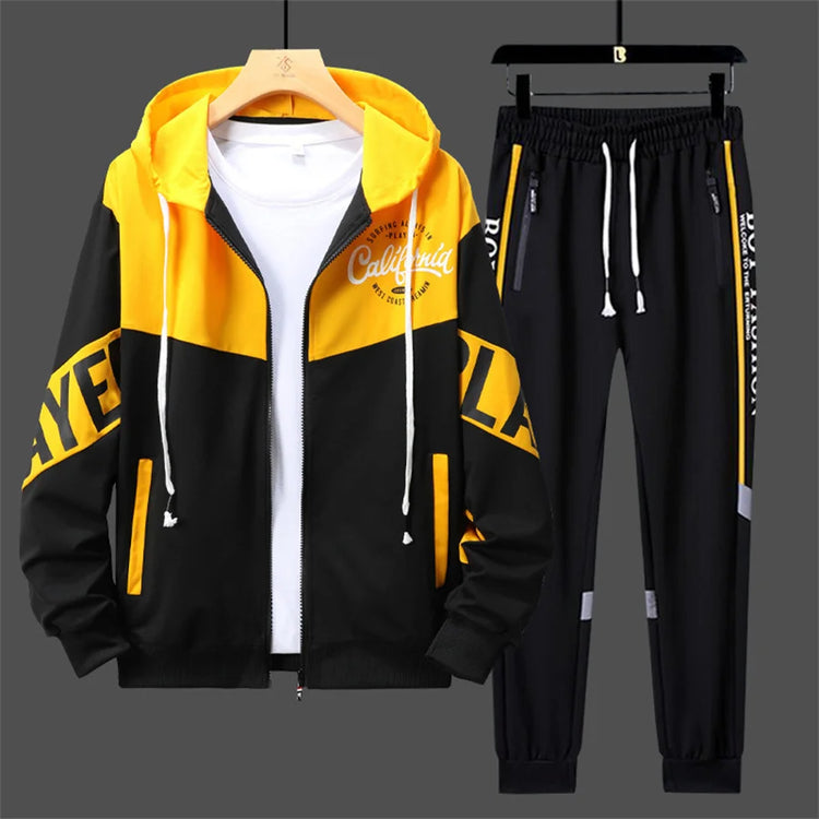 2027 New Style Men Cardigan and Pants Casual 2 Piece Set Sportswear Spring and Autumn Men's Clothing Printed Tracksuits Hoodies