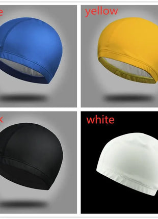 Nuovo Cappello da Nuoto Impermeabile 2025 in Tessuto PU per Adulti/Bambini, Protezione Orecchie, Tinta Unita
