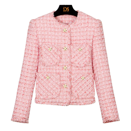 2025 new style fashionable, elegant, casual and comfortable tweed jacket for ladies with high-end design and temperament