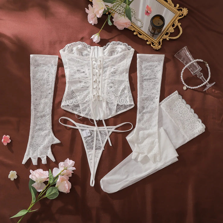 2026 Style Lace Splicing Lingerie Set Womens Sexy Waist And Body Gathering Body Fishbone Bra Shaping Adjustable Underwear