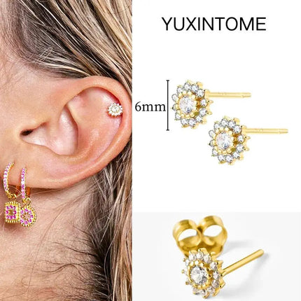 White Color Zircon Hoop Earrings 925 Sterling Silver Needle Cross/Star/Flower/Water Drop Pendant Gold Earrings Luxury Jewelry PlatiNum