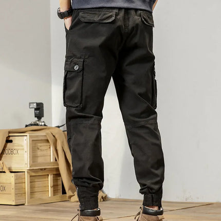 2025 New Multi-Pockets Spring Summer Cargo Pants Men Streetwear Zipper Leg Skinny Work Joggers Cotton Casual Tactical Trousers
