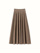 Chic Women's Cashmere Pleated A-line Skirt Autumn Winter 100% Cashmere Knitted Colorful Dots Decoration Elastic Waist Soft Dress PlatiNum