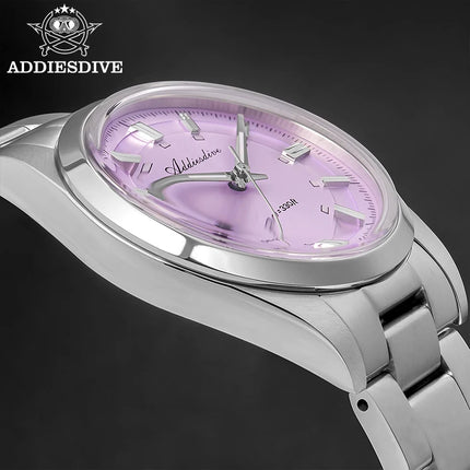 ADDIESDIVE New Men Watch Purple VH31 Quartz Wristwatch Diving 100m Waterproof BWG9 Luminous  316L Stainless Steel 36mm Watches