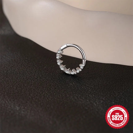 CANNER 1PC 6/7/8/9mm Moissanite 925 Sterling Silver Hoop Earrings Women Round Circle Piercing Earings Personalized Fine Jewelry PlatiNum