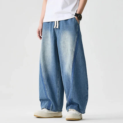 Pantaloni in denim Hip Hop da uomo High Street Autunno Pantaloni a gamba larga Uomo Casual Harajuku Jeans dritti Uomo Pantaloni cargo oversize larghi