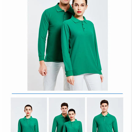 Long sleeve polo shirt in breathable cotton Personal Company Group Design Custom Logo print embroidery Casual men's and women's tops