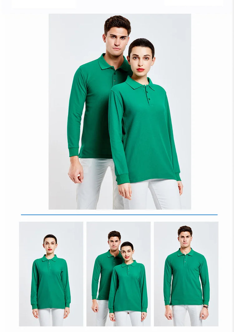 Polo a maniche lunghe in cotone traspirante Personal Company Group Design Logo personalizzato stampa ricamo Casual uomo e donna top