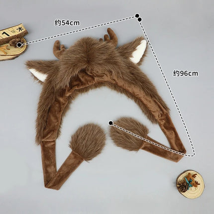 Y2K Gothic Punk Cat Ear Hat with Cross Wing Chain Decoration Plush Warm Winter Subculture Goth Rock Musi Cap Bombero Gorro Ruso