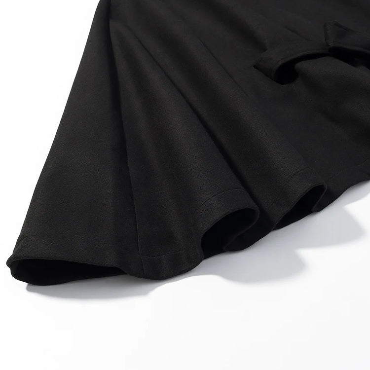 5 Colors New Autumn High Collar Woolen Cape Coat Tie Bow Sashes Long Bat Sleeve Front Buttons Cloak Shawl Jacket Loose Outerwear