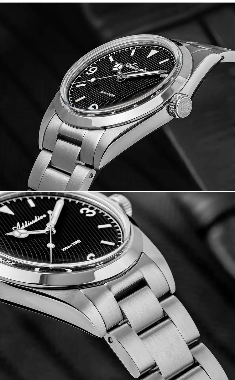 ADDIESDIVE Men's VH31 Quartz Watch Super Luminous 36mm Bubble Glass Wristwatch 100m Waterproof 316L Stainless Steel Watches Male