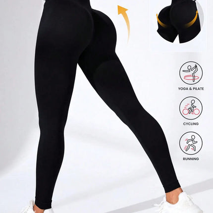 European and American Seamless Yoga Leggings with Waistband Lettering, Butt-Lifting, Quick-Dry Women's Breathable Tights for Pea PlatiNum
