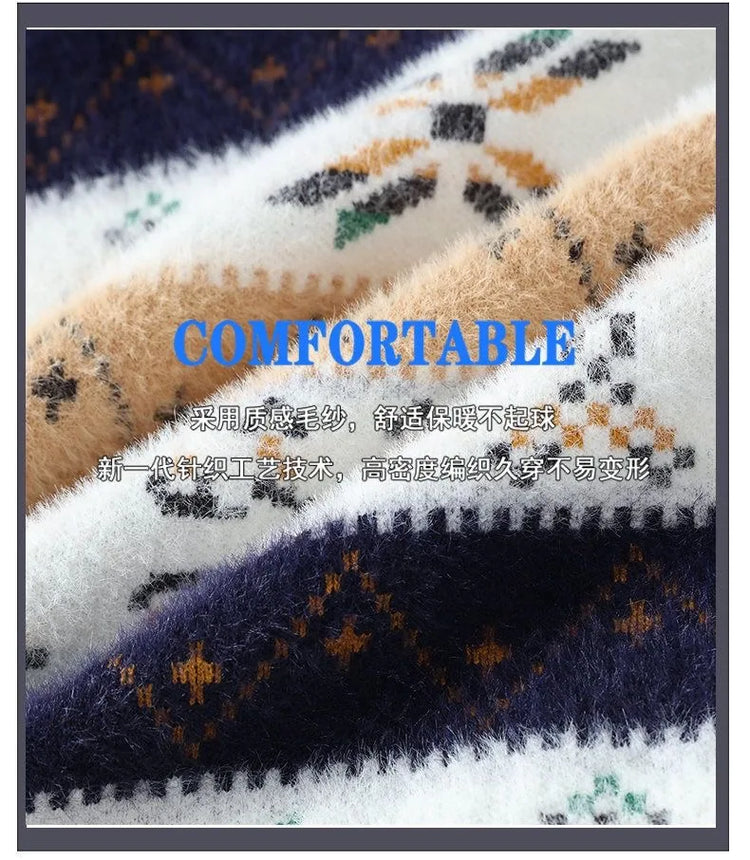 High Quality Sweater New Fashion Trend Printed Thickened Warm Knitted Sweater Autumn/winter Men's Casual Loose Sports top