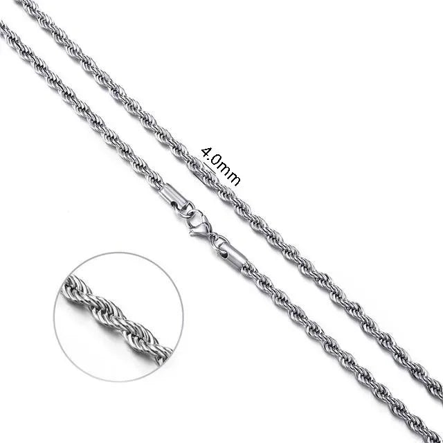 925 Sterling Silver 2/3/4MM 16-24 Inches Rope Chain Necklace For Men Women Fashion Punk Wedding Party Gifts Jewelry Charm PlatiNum