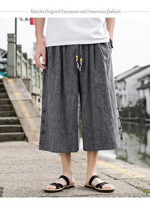 Pantaloni da samurai giapponesi Kimono da uomo Pantaloni casual in cotone retrò da uomo Pantaloni larghi casual Hip Hop Harajuku di alta qualità da uomo