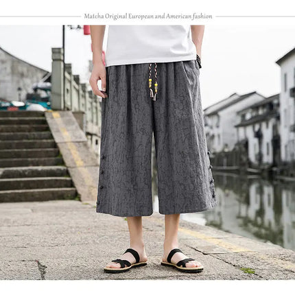Pantaloni da samurai giapponesi Kimono da uomo Pantaloni casual in cotone retrò da uomo Pantaloni larghi casual Hip Hop Harajuku di alta qualità da uomo