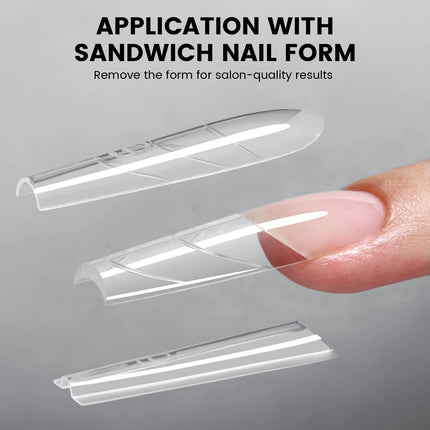 Original YOKEFELLOW Sandwich Dual Nail Form Short Stiletto Nail Extension Form 240pcs Top Form Bottom Form For Quick Nail Extensions IM222