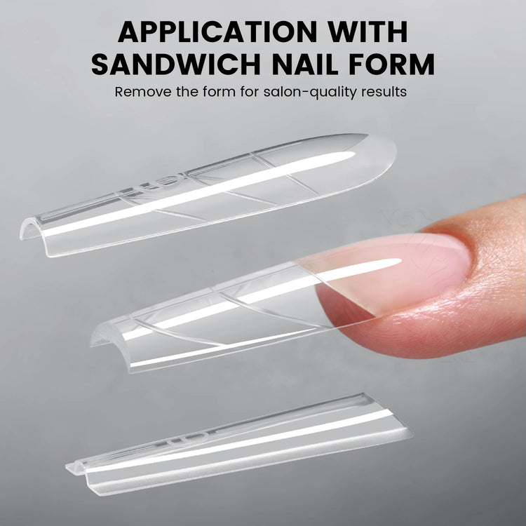 Original YOKEFELLOW Sandwich Dual Nail Form Short Stiletto Nail Extension Form 240pcs Top Form Bottom Form For Quick Nail Extensions IM222