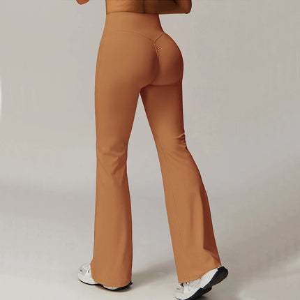 High Waist Wide Leg Pants Leggings Women Tights Fitness Bell-bottoms Yoga Elastic Leggings Push Up Gym Workout Flared Pants PlatiNum