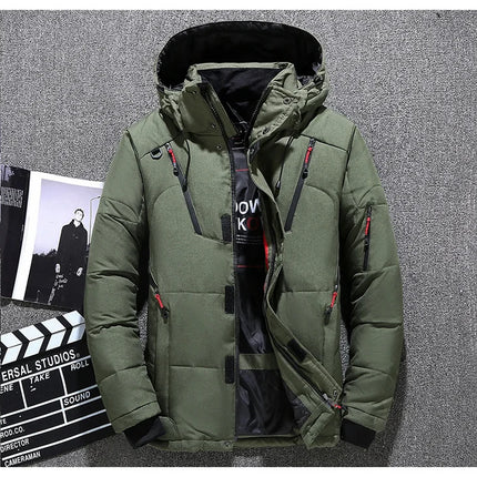 Winter White Duck Down Jacket Men Travel Hiking Thicken Warm Hooded Puffer Jackets Windproof Overcoat Down Coat Male Clothing