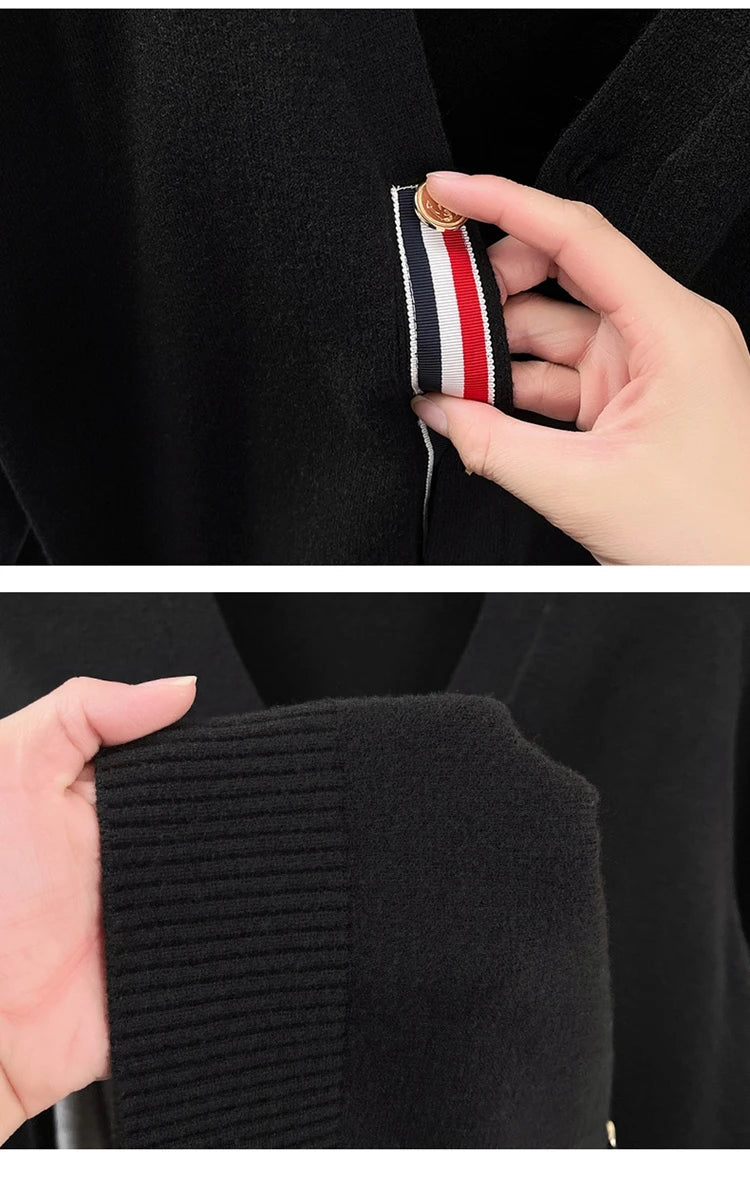 High End Brand Knitted Cardigan Men's Autumn Trend Color Blocked Striped Designer New shawl Korean Casual V-Neck sweater Coat