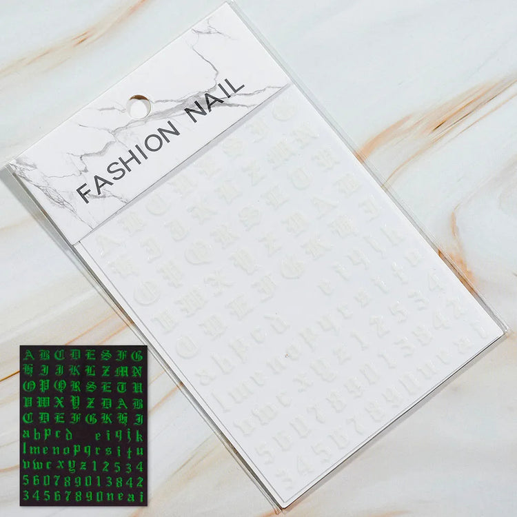 1PC 26-English Alphabet Number 3D Self-adhesive Nail Art Decal Sticker Word Small Letter Nail Decals Sticker Manicure Decoration