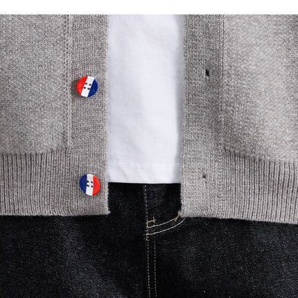 Designer Brand Long Sleeve Knitted Cardigan Men's New Trend Color Blocked Button Design Couple's Casual Warm Round Neck Coat