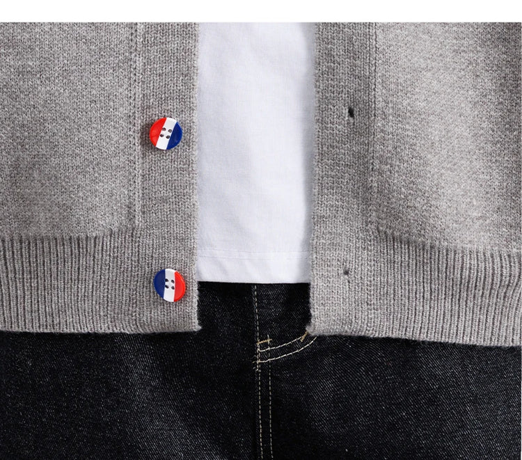 Designer Brand Long Sleeve Knitted Cardigan Men's New Trend Color Blocked Button Design Couple's Casual Warm Round Neck Coat