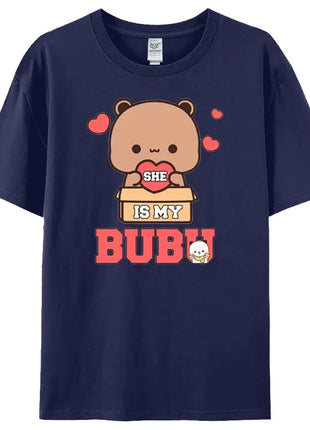 Bubu Dudu Felpa per coppia abbinata Simpatico regalo di anniversario Abbigliamento Uomo Donna Vita quotidiana Maglietta casual in cotone Coppia Orso Tee